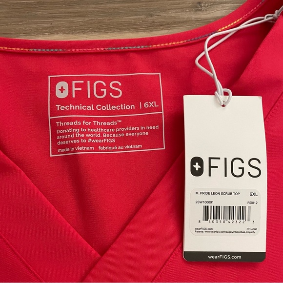 Figs Leon Three-Pocket Scrub Pride Top in Hibiscus sz 6XL - Picture 3 of 10